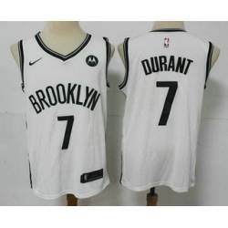 Men Brooklyn Nets 7 Kevin Durant 2021 White Swingman Stitched NBA Jersey With The NEW Sponsor Logo
