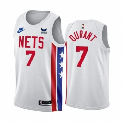 Men Brooklyn Nets 7 Kevin Durant 2022 23 White With Patch Classic Edition Stitched Basketball Jersey