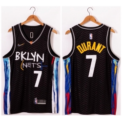 Men Brooklyn Nets 7 Kevin Durant Black 2021 Nike Swingman Jersey