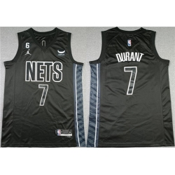 Men Brooklyn Nets 7 Kevin Durant Black2022 23 Statement Edition No 6 Patch Stitched Basketball Jersey