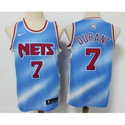 Men Brooklyn Nets 7 Kevin Durant Blue 2020 21 Hardwood Classics Stitched NBA Jersey