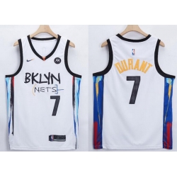 Men Brooklyn Nets Kevin Durant 7 White 2021 Nike NBA Swingman Jersey