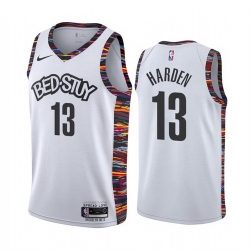 Men Nike Brooklyn Nets 13 James Harden Men 2019 20 White BED STUY City Edition Stitched NBA Jersey
