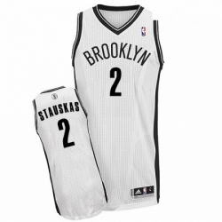 Mens Adidas Brooklyn Nets 2 Nik Stauskas Authentic White Home NBA Jersey 