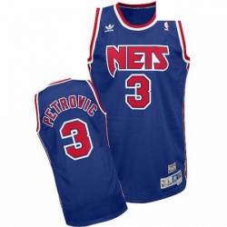 Mens Adidas Brooklyn Nets 3 Drazen Petrovic Swingman Blue Throwback NBA Jersey