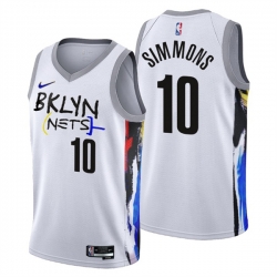 Men's Brooklyn Nets #10 Ben Simmons 2022-23 White City Edition Stitched Basketball Jersey