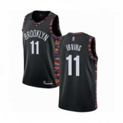 Mens Brooklyn Nets 11 Kyrie Irving Authentic Black Basketball Jersey 2018 19 City Edition 