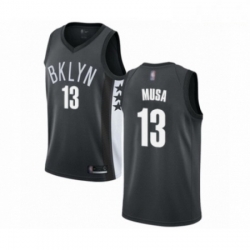 Mens Brooklyn Nets 13 Dzanan Musa Authentic Gray Basketball Jersey Statement Edition 
