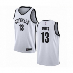 Mens Brooklyn Nets 13 Dzanan Musa Authentic White Basketball Jersey Association Edition 