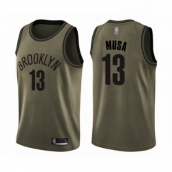 Mens Brooklyn Nets 13 Dzanan Musa Swingman Green Salute to Service Basketball Jersey 