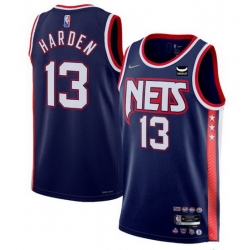 Men's Brooklyn Nets #13 James Harden 2021 22 Navy Swingman City Edition 75th Anniversary Stitched Basketball Jersey