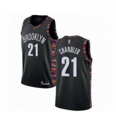 Mens Brooklyn Nets 21 Wilson Chandler Authentic Black Basketball Jersey 2018 19 City Edition 