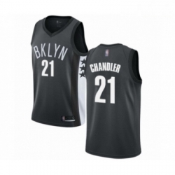 Mens Brooklyn Nets 21 Wilson Chandler Authentic Gray Basketball Jersey Statement Edition 