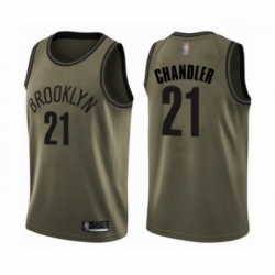 Mens Brooklyn Nets 21 Wilson Chandler Swingman Green Salute to Service Basketball Jersey 