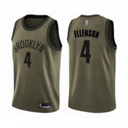 Mens Brooklyn Nets 4 Henry Ellenson Swingman Green Salute to Service Basketball Jersey 