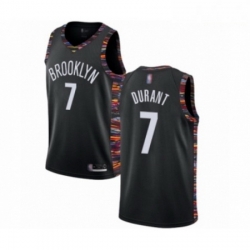 Mens Brooklyn Nets 7 Kevin Durant Authentic Black Basketball Jersey 2018 19 City Edition 