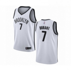 Mens Brooklyn Nets 7 Kevin Durant Authentic White Basketball Jersey Association Edition 