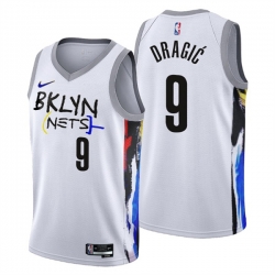 Men's Brooklyn Nets #9 Goran Dragic 2022-23 White City Edition Stitched Basketball Jersey
