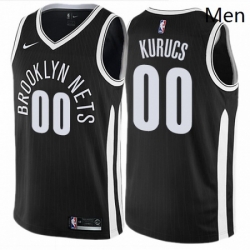 Mens Nike Brooklyn Nets 00 Rodions Kurucs Swingman Black NBA Jersey City Edition 