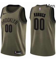 Mens Nike Brooklyn Nets 00 Rodions Kurucs Swingman Green Salute to Service NBA Jersey 