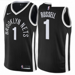 Mens Nike Brooklyn Nets 1 DAngelo Russell Authentic Black NBA Jersey City Edition
