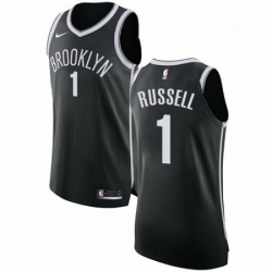 Mens Nike Brooklyn Nets 1 DAngelo Russell Authentic Black Road NBA Jersey Icon Edition