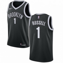 Mens Nike Brooklyn Nets 1 DAngelo Russell Swingman Black Road NBA Jersey Icon Edition