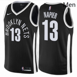 Mens Nike Brooklyn Nets 13 Shabazz Napier Swingman Black NBA Jersey City Edition 