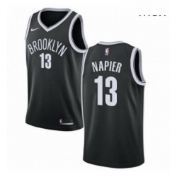 Mens Nike Brooklyn Nets 13 Shabazz Napier Swingman Black NBA Jersey Icon Edition 