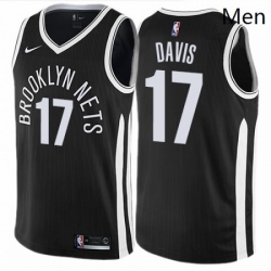 Mens Nike Brooklyn Nets 17 Ed Davis Swingman Black NBA Jersey City Edition 