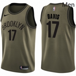 Mens Nike Brooklyn Nets 17 Ed Davis Swingman Green Salute to Service NBA Jersey 