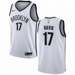 Mens Nike Brooklyn Nets 17 Ed Davis Swingman White NBA Jersey Association Edition 