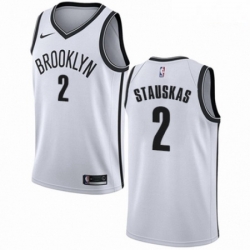 Mens Nike Brooklyn Nets 2 Nik Stauskas Authentic White NBA Jersey Association Edition 