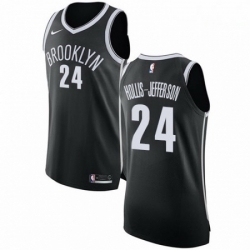 Mens Nike Brooklyn Nets 24 Rondae Hollis Jefferson Authentic Black Road NBA Jersey Icon Edition