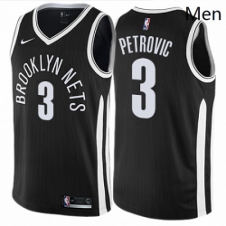 Mens Nike Brooklyn Nets 3 Drazen Petrovic Authentic Black NBA Jersey City Edition