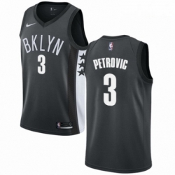 Mens Nike Brooklyn Nets 3 Drazen Petrovic Swingman Gray NBA Jersey Statement Edition