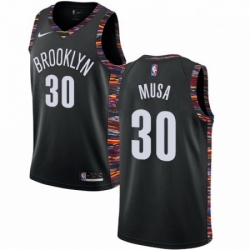 Mens Nike Brooklyn Nets 30 Dzanan Musa Swingman Black NBA Jersey 2018 19 City Edition 