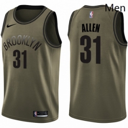Mens Nike Brooklyn Nets 31 Jarrett Allen Swingman Green Salute to Service NBA Jersey 