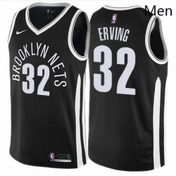 Mens Nike Brooklyn Nets 32 Julius Erving Authentic Black NBA Jersey City Edition