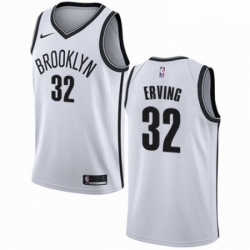 Mens Nike Brooklyn Nets 32 Julius Erving Authentic White NBA Jersey Association Edition