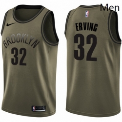 Mens Nike Brooklyn Nets 32 Julius Erving Swingman Green Salute to Service NBA Jersey