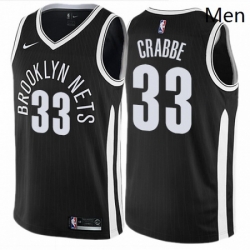 Mens Nike Brooklyn Nets 33 Allen Crabbe Authentic Black NBA Jersey City Edition 
