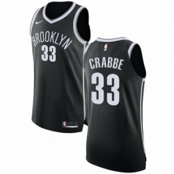 Mens Nike Brooklyn Nets 33 Allen Crabbe Authentic Black Road NBA Jersey Icon Edition 