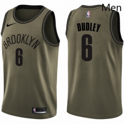 Mens Nike Brooklyn Nets 6 Jared Dudley Swingman Green Salute to Service NBA Jersey 