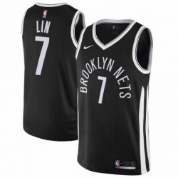 Mens Nike Brooklyn Nets 7 Jeremy Lin Authentic Black NBA Jersey City Edition