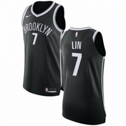 Mens Nike Brooklyn Nets 7 Jeremy Lin Authentic Black Road NBA Jersey Icon Edition