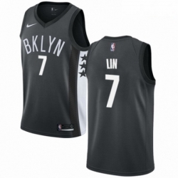 Mens Nike Brooklyn Nets 7 Jeremy Lin Authentic Gray NBA Jersey Statement Edition