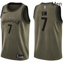 Mens Nike Brooklyn Nets 7 Jeremy Lin Swingman Green Salute to Service NBA Jersey