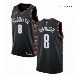Mens Nike Brooklyn Nets 8 Spencer Dinwiddie Swingman Black NBA Jersey 2018 19 City Edition 