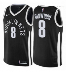 Mens Nike Brooklyn Nets 8 Spencer Dinwiddie Swingman Black NBA Jersey City Edition 